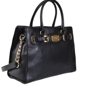 MICHAEL KORS Black Pebble Leather Gold Hardware Shoulder or Hand Bag.